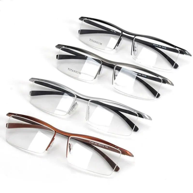 Men's Browline Semi-Rimless Titanium Prescription Glasses P8189 — view 6 | Rx Spectacle