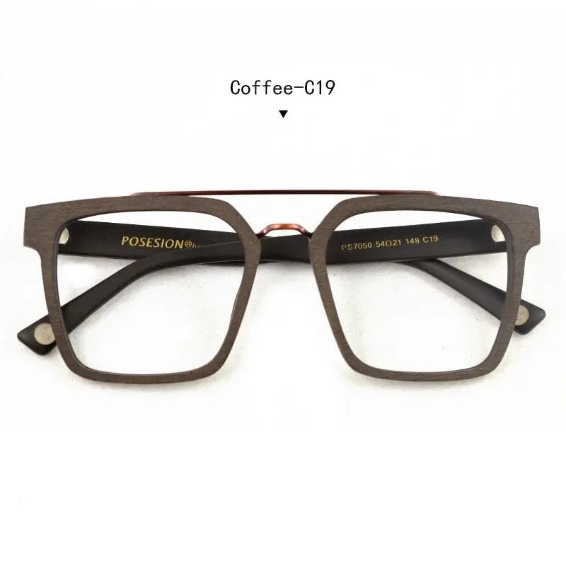 Men's Square Full Rim Wood Prescription Glasses Ps7050 — view 6 | Rx Spectacle
