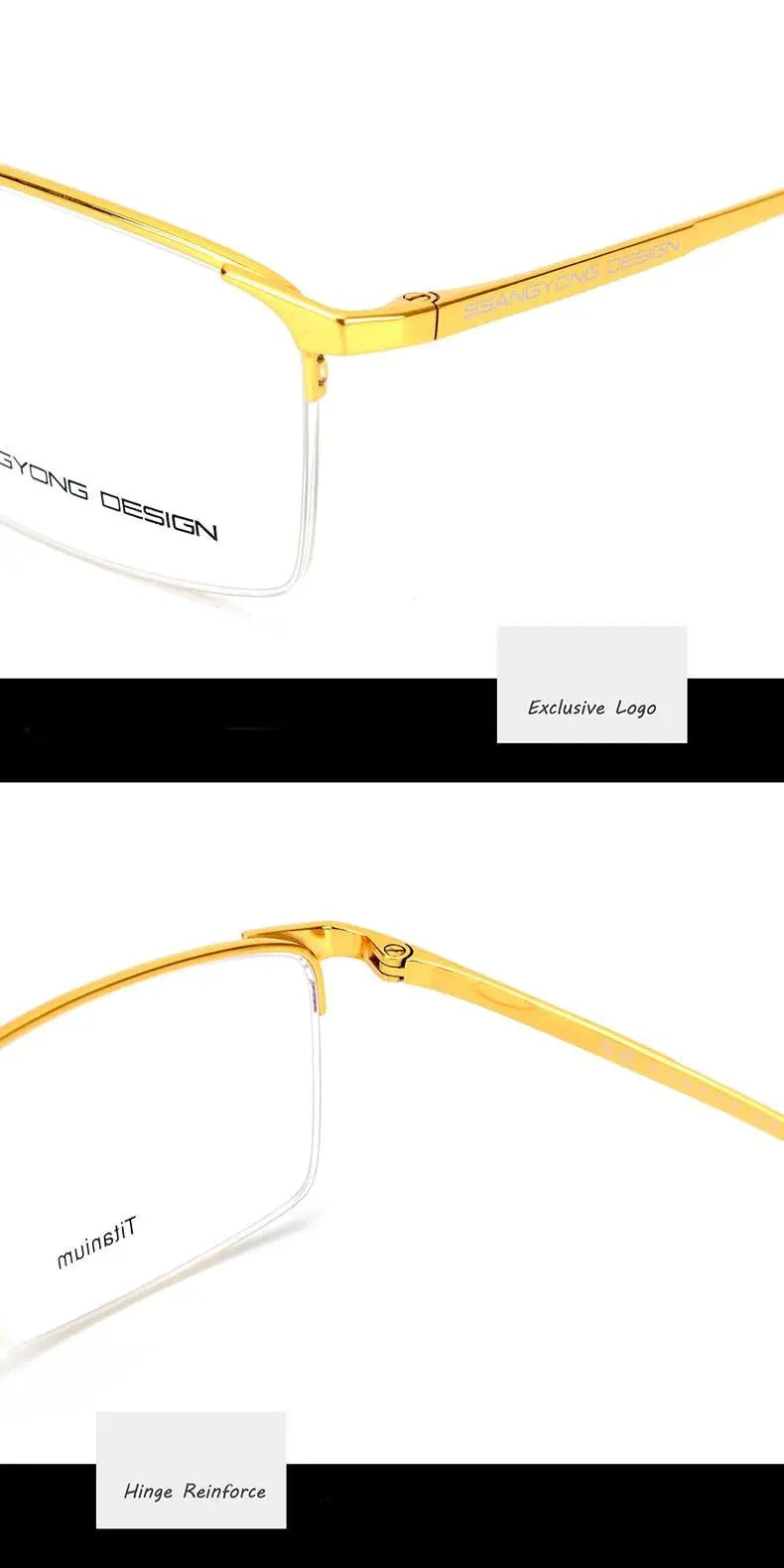 Men's Square Semi-Rimless Titanium Prescription Glasses S8803 — view 24 | Rx Spectacle