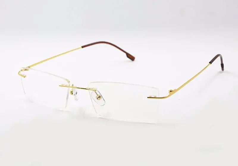 Unisex Square Rimless Titanium Prescription Glasses R522 — view 19 | Rx Spectacle