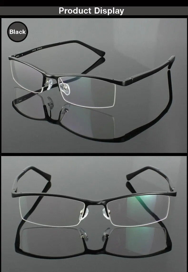 Men's Semi-Rimless Alloy Prescription Glasses 2036 — view 12 | Rx Spectacle