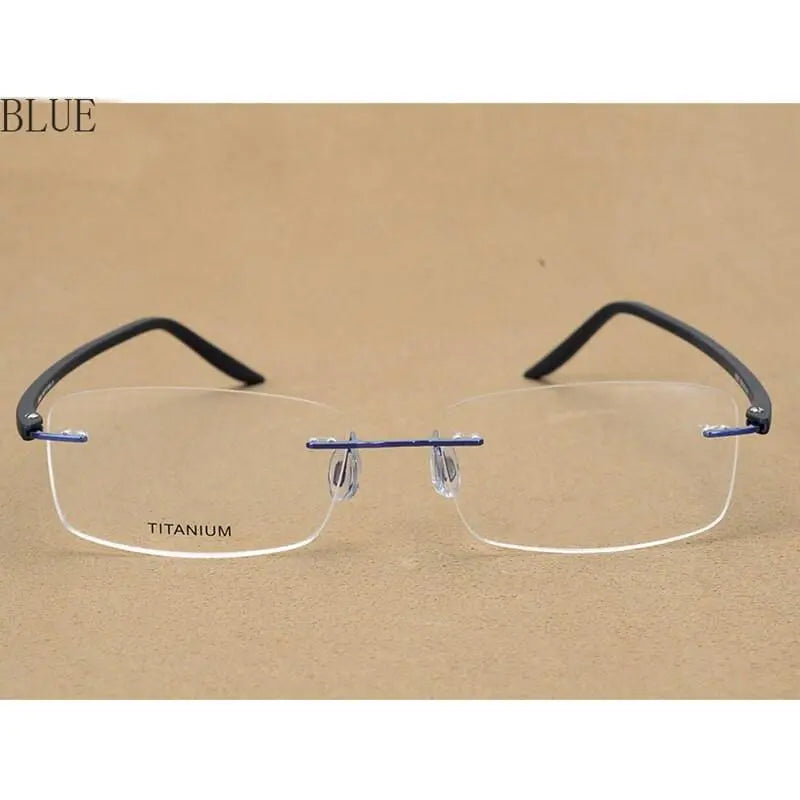 Unisex Rectangular Rimless Alloy Prescription Glasses Rw003 — view 5 | Rx Spectacle