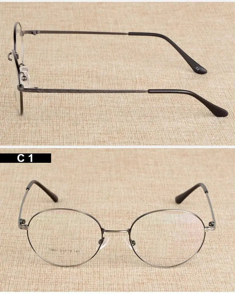 Unisex Round Full Rim Alloy Prescription Glasses J801 — view 12 | Rx Spectacle
