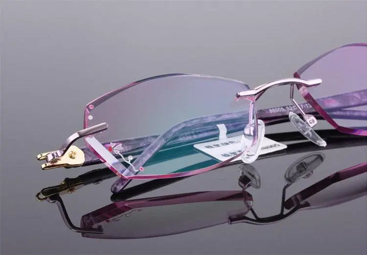 Unisex Rectangular Rimless Titanium Prescription Glasses 88005 — view 9 | Rx Spectacle