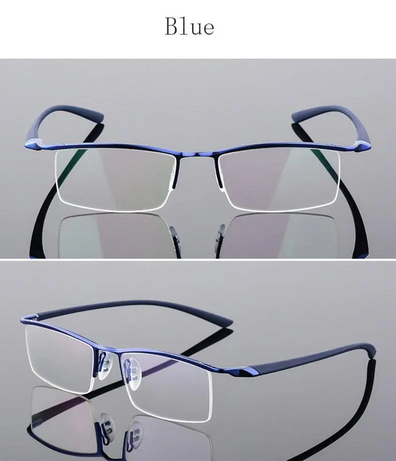Men's Browline Semi-Rimless Alloy Prescription Glasses P8190 — view 18 | Rx Spectacle
