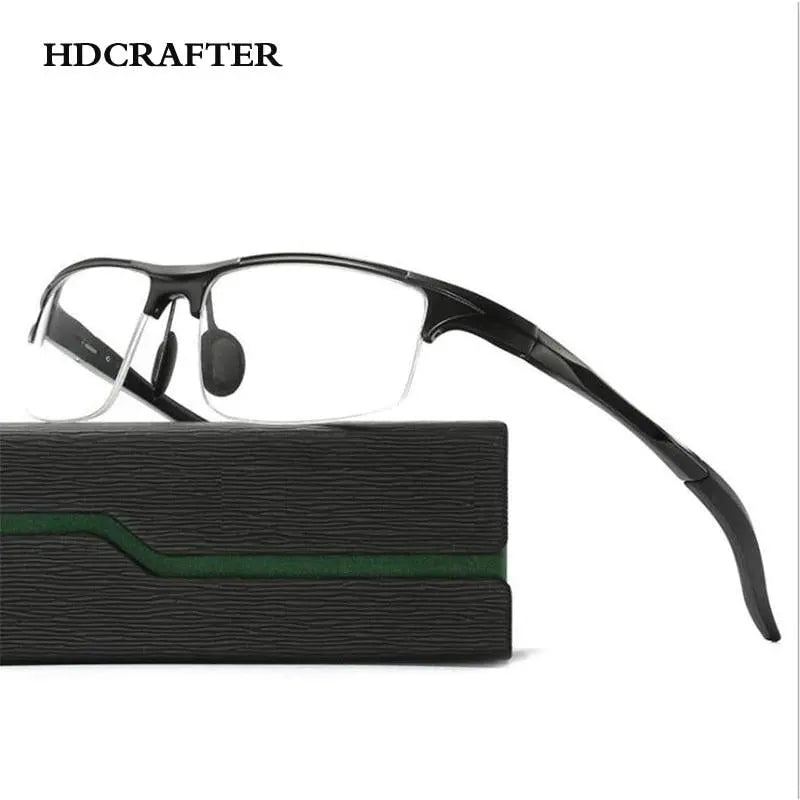 Men's Square Semi-Rimless Alloy Prescription Glasses L8177 — view 9 | Rx Spectacle