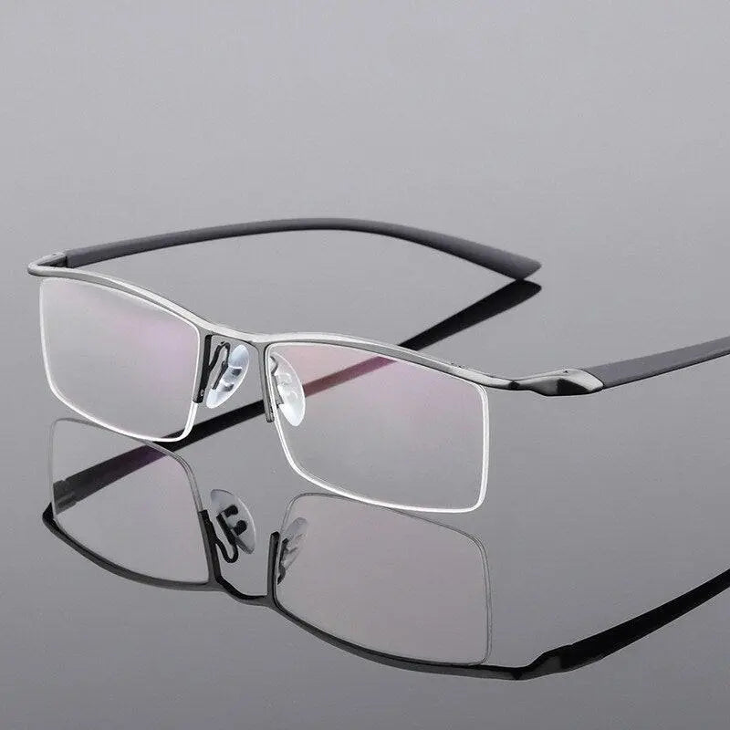 Men's Browline Semi-Rimless Alloy Prescription Glasses P8190 — view 8 | Rx Spectacle