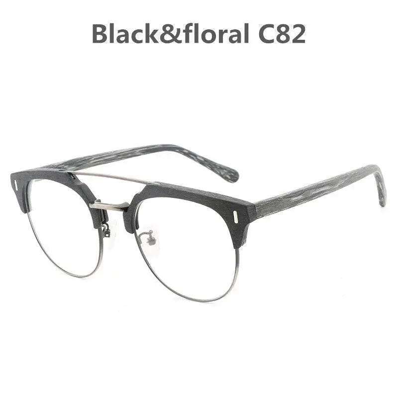 Unisex Round Full Rim Wood Prescription Glasses Bc01 — view 6 | Rx Spectacle