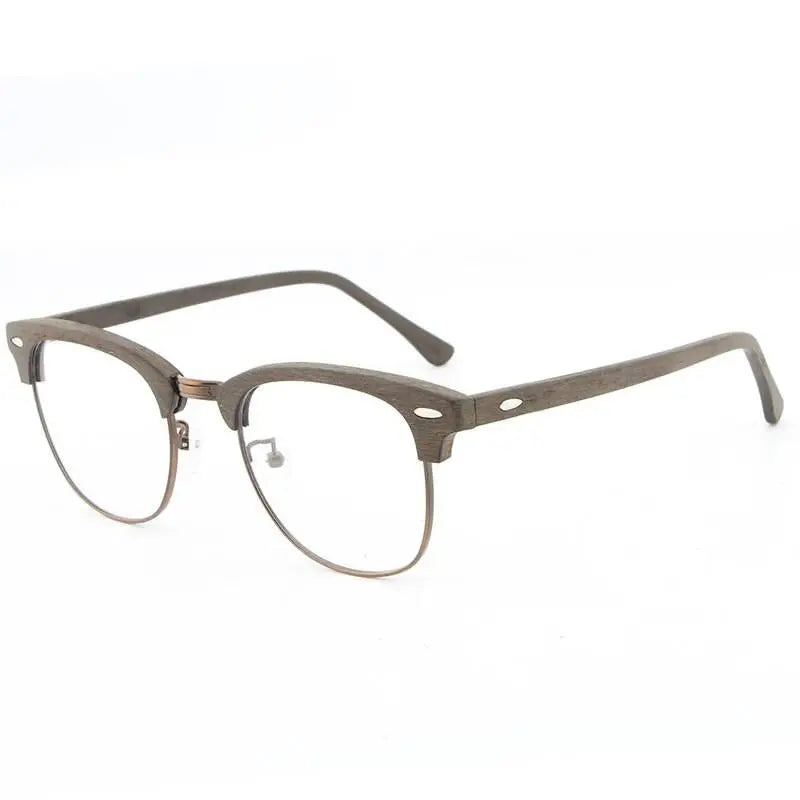 Unisex Round Full Rim Wood Prescription Glasses — view 4 | Rx Spectacle
