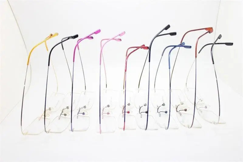 Unisex Square Rimless Titanium Prescription Glasses 2241 — view 7 | Rx Spectacle