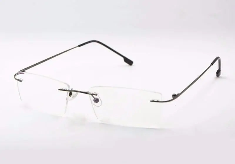 Unisex Square Rimless Titanium Prescription Glasses R522 — view 14 | Rx Spectacle