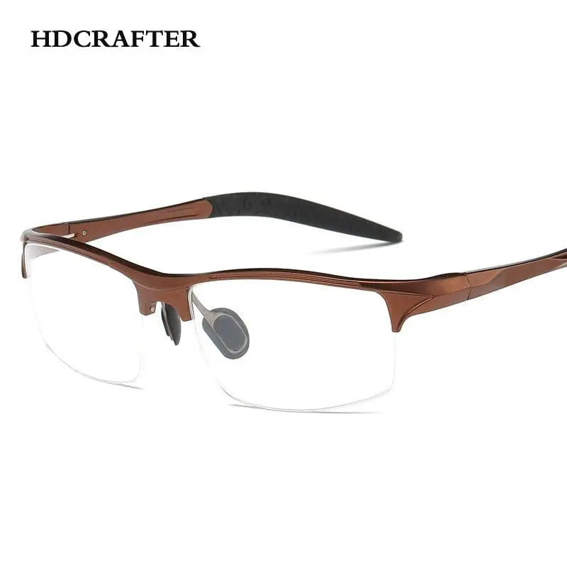 Men's Square Semi-Rimless Alloy Prescription Glasses L8177 — view 7 | Rx Spectacle