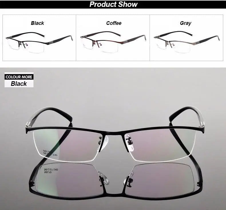Men's Rectangular Semi-Rimless Titanium Prescription Glasses 56170 — view 9 | Rx Spectacle