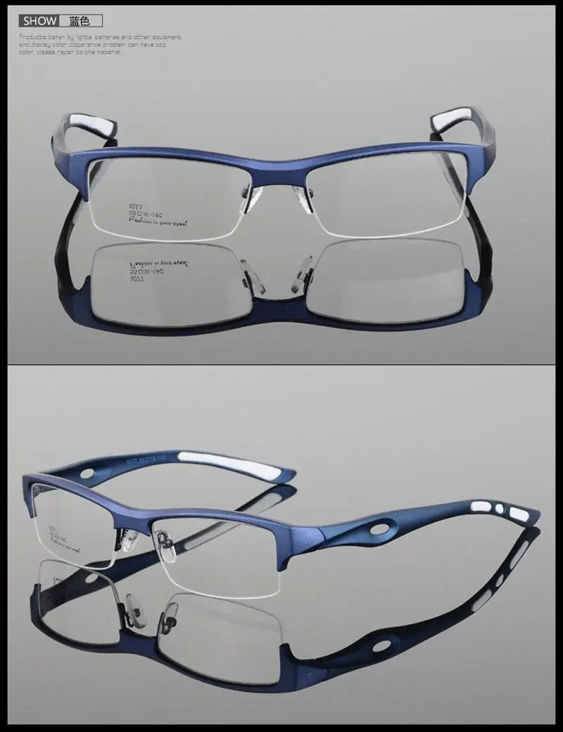 Men's Rectangular Semi-Rimless TR90 Sports Glasses 1077 — view 22 | Rx Spectacle