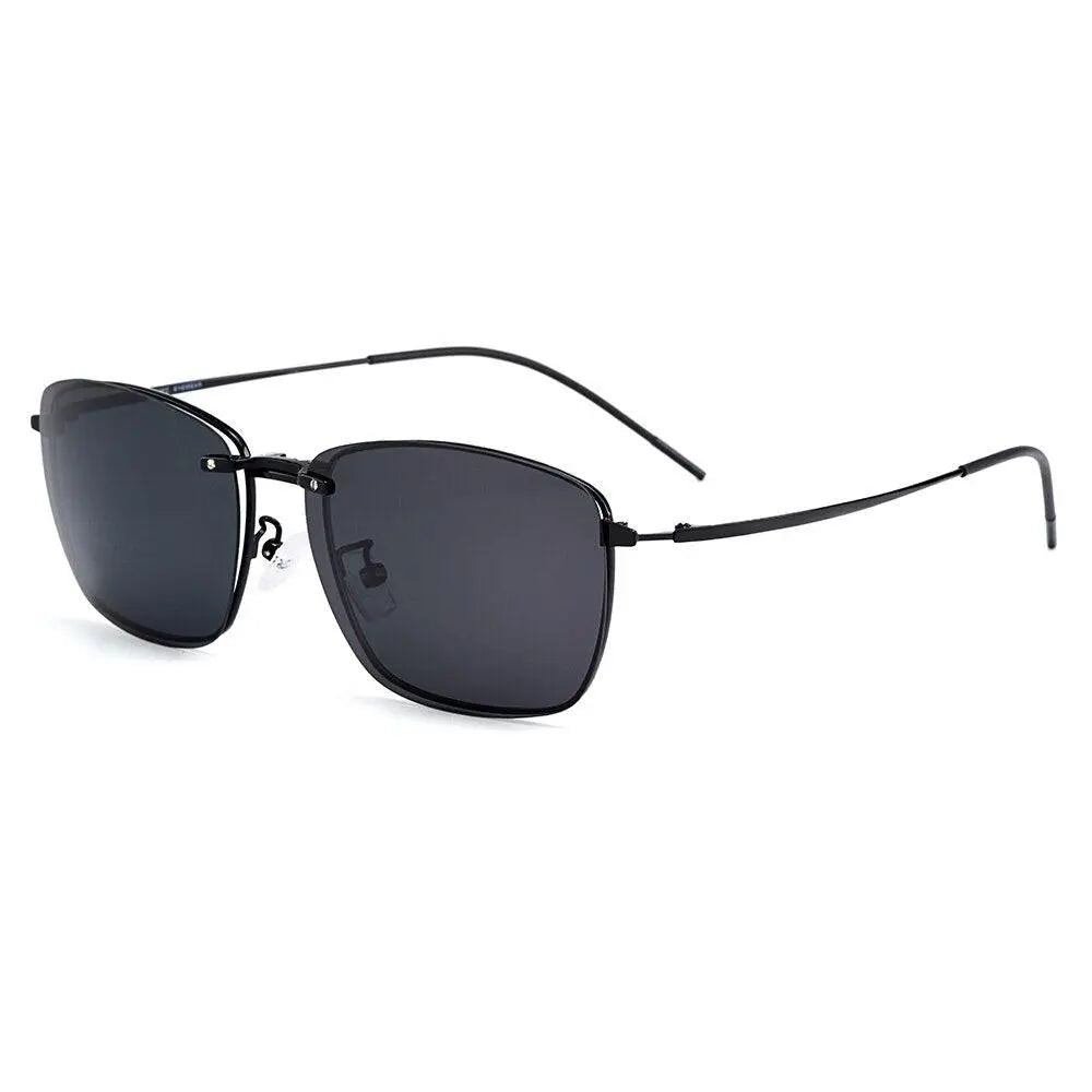 Men's Square Full Rim Titanium Clip-On Prescription Glasses S9335 — view 5 | Rx Spectacle