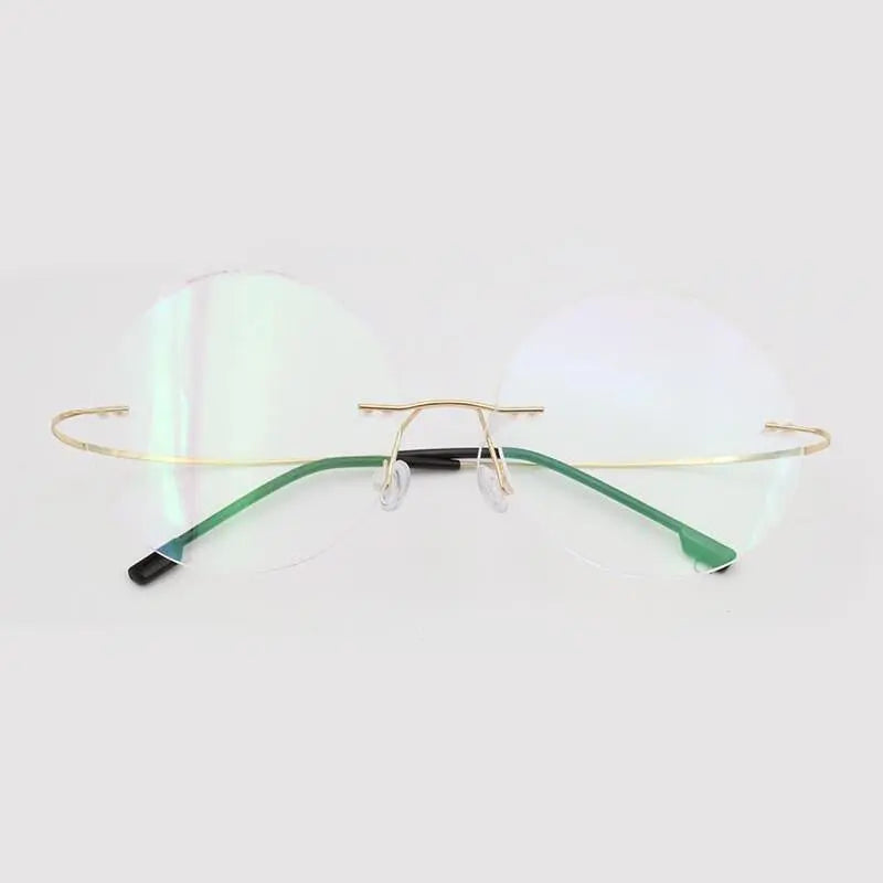 Men's Round Rimless Titanium Prescription Glasses — view 10 | Rx Spectacle