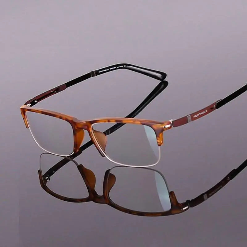 Men's Square Semi-Rimless TR90 Prescription Glasses — view 8 | Rx Spectacle