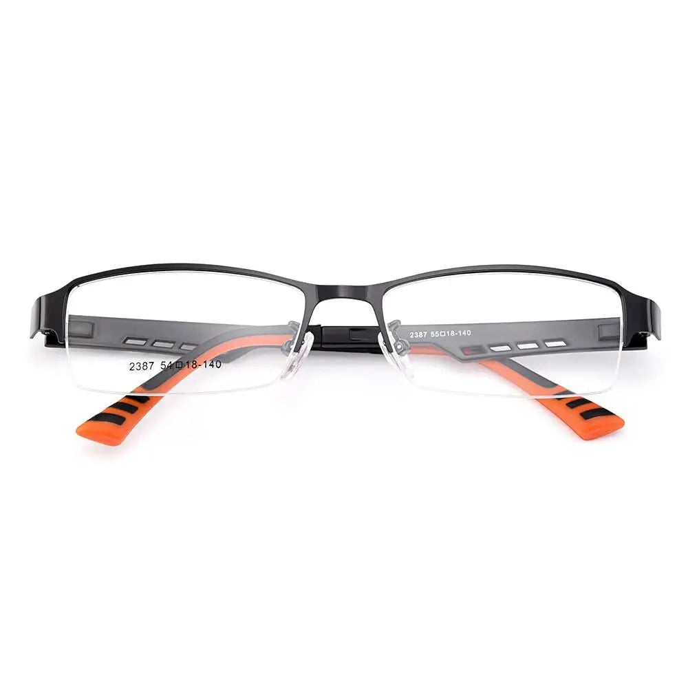 Men's Square Semi-Rimless Titanium Prescription Glasses Y2387 — view 10 | Rx Spectacle