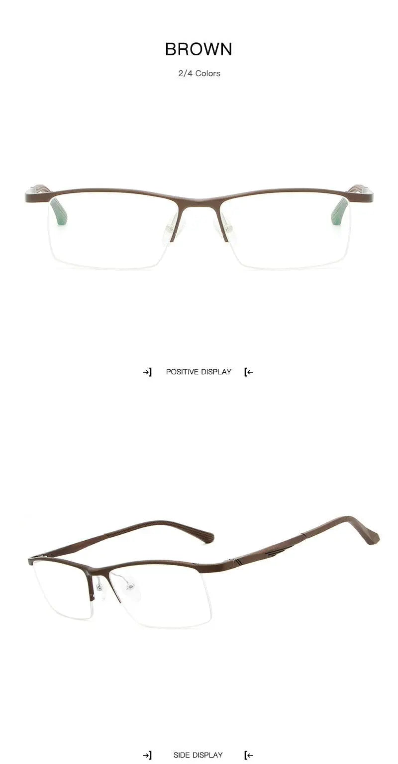Men's Rectangular Semi-Rimless Alloy Prescription Glasses Lp6236 — view 15 | Rx Spectacle
