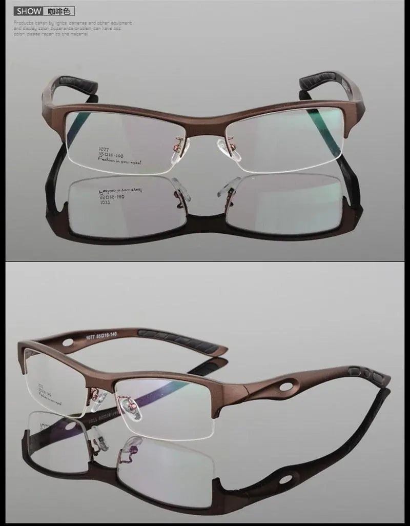 Men's Rectangular Semi-Rimless TR90 Sports Glasses 1077 — view 21 | Rx Spectacle