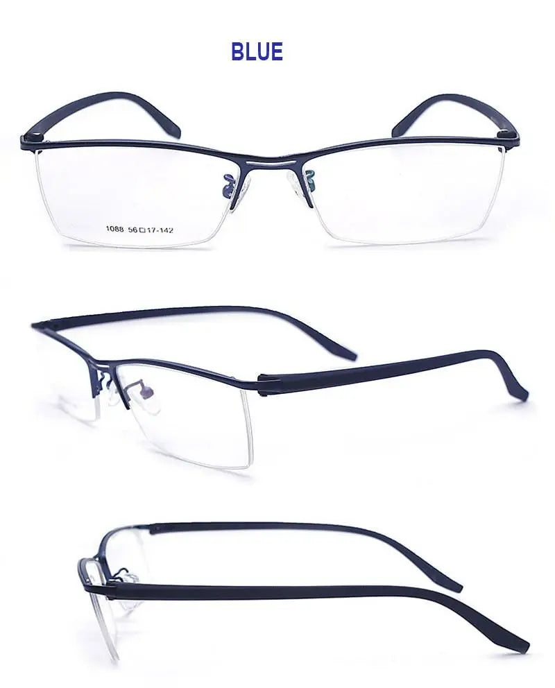 Men's Semi-Rimless Acetate Prescription Glasses 1088 — view 12 | Rx Spectacle
