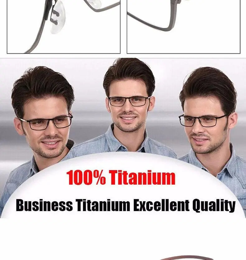 Men's Square Full Rim Titanium Prescription Glasses P8184 — view 19 | Rx Spectacle