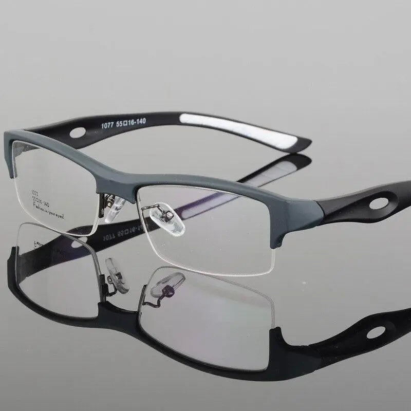 Men's Rectangular Semi-Rimless TR90 Sports Glasses 1077 — view 6 | Rx Spectacle