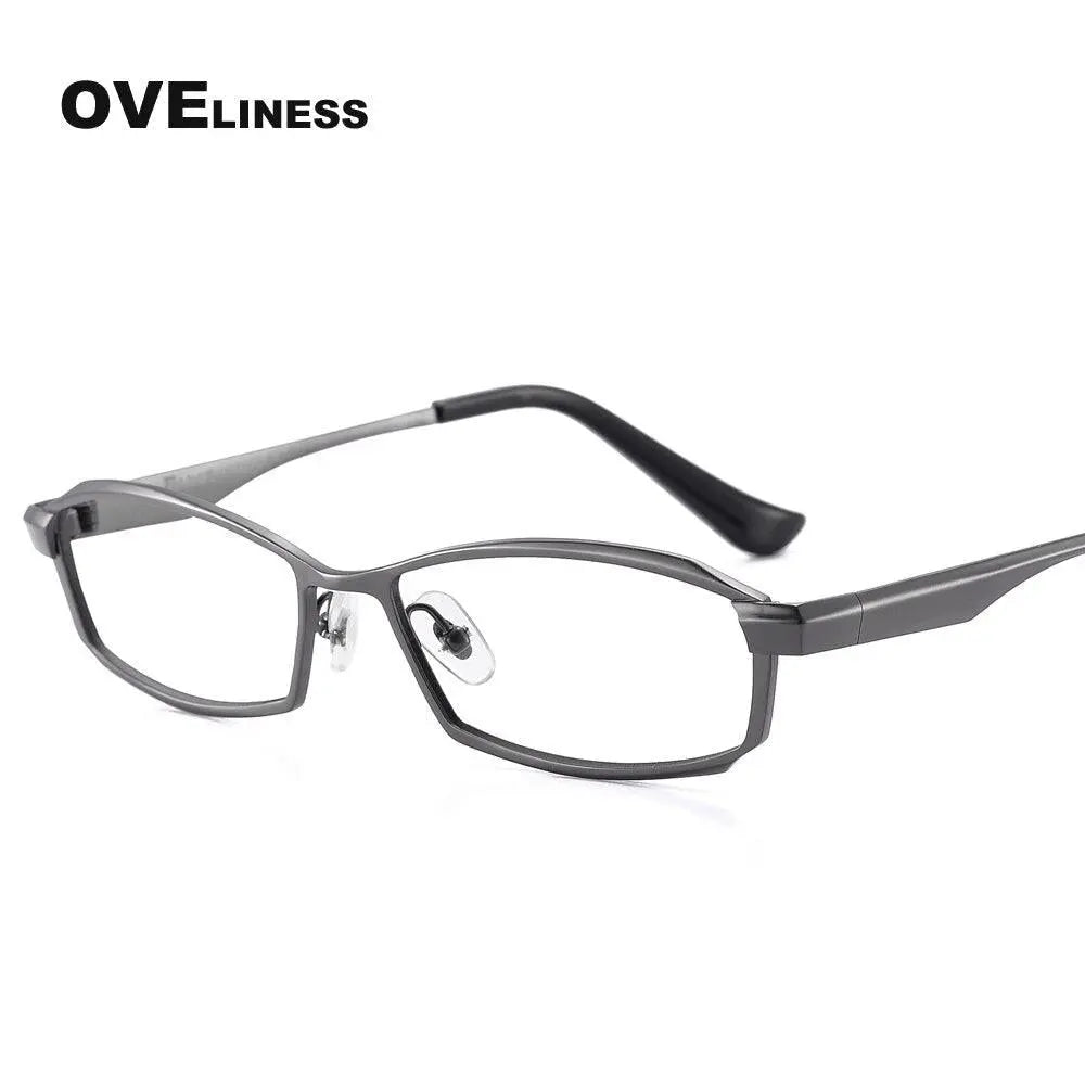 Men's Rectangular Full Rim Titanium Prescription Glasses P8718 — view 6 | Rx Spectacle