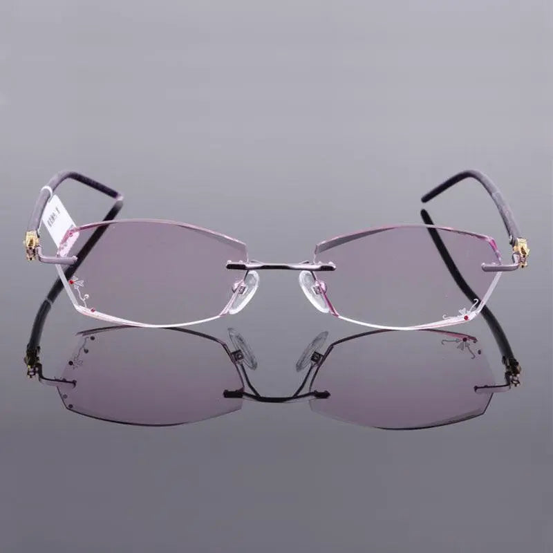 Unisex Rectangular Rimless Titanium Prescription Glasses 88005 — view 2 | Rx Spectacle