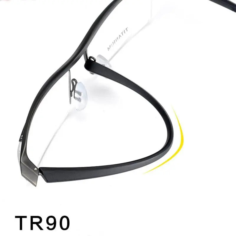 Men's Browline Semi-Rimless Titanium Prescription Glasses P8189 — view 4 | Rx Spectacle