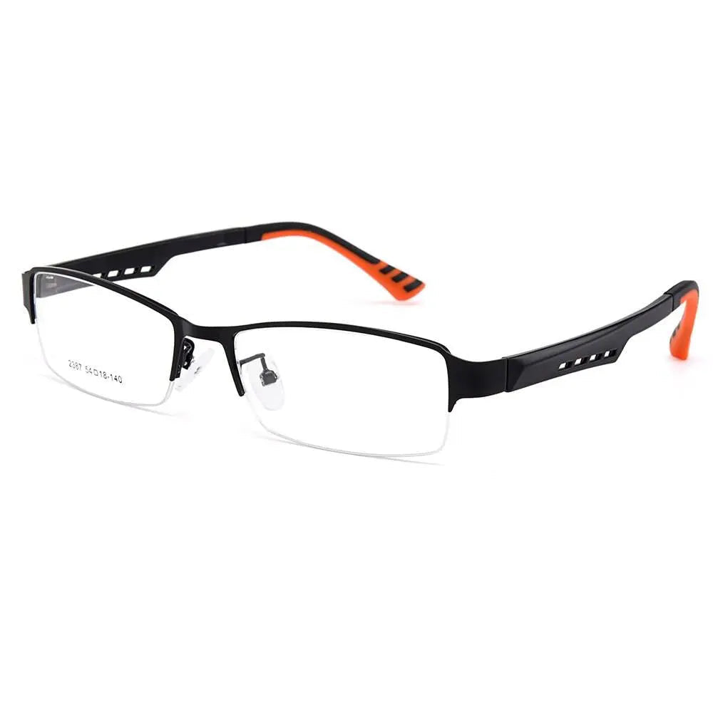 Men's Square Semi-Rimless Titanium Prescription Glasses Y2387 — view 2 | Rx Spectacle