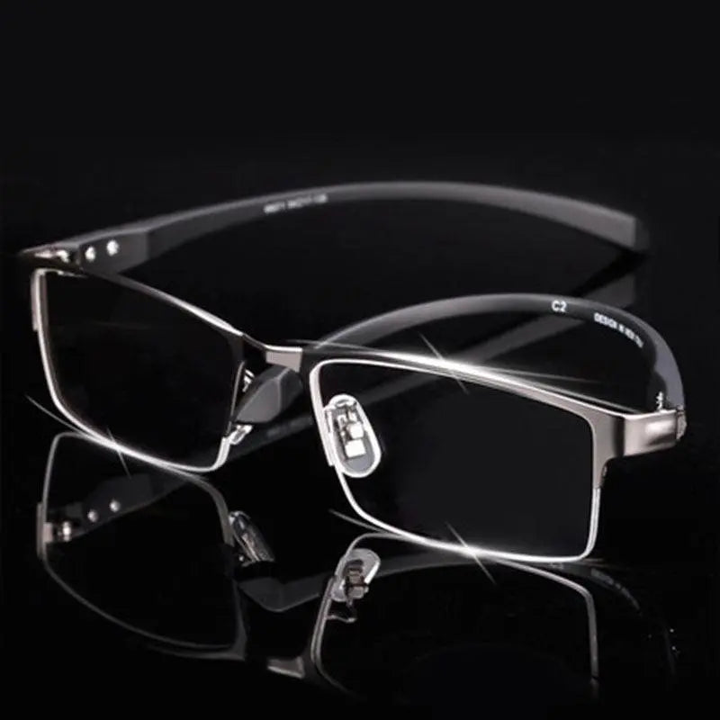 Men's Rectangular Full Rim Alloy Prescription Glasses — view 2 | Rx Spectacle