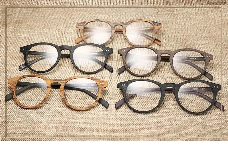 Unisex Round Full Rim Wood Prescription Glasses Lhb030 — view 13 | Rx Spectacle