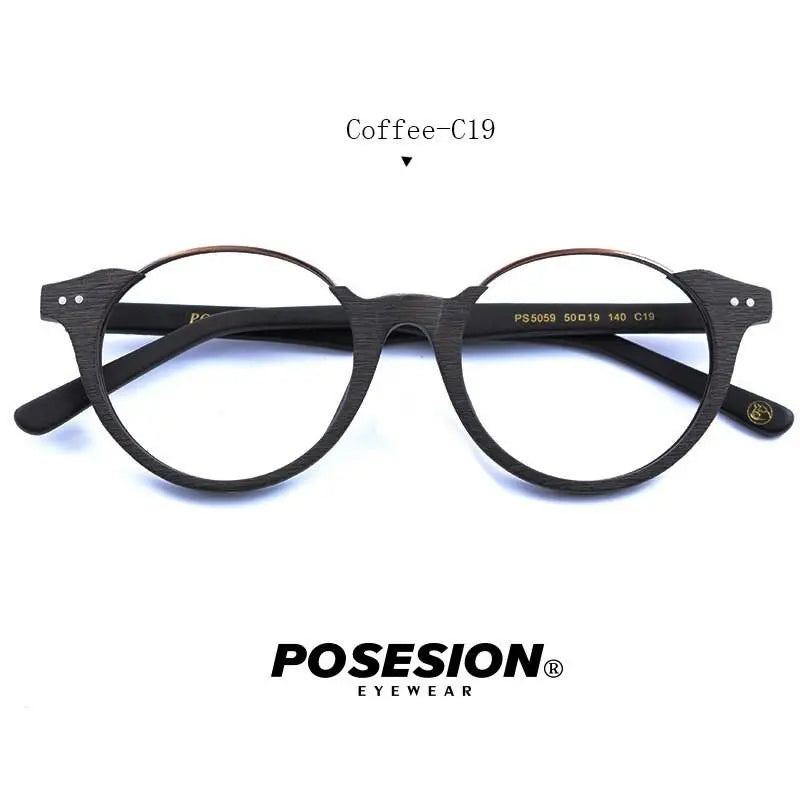 Unisex Round Full Rim Wood Prescription Glasses Ps5059 — view 7 | Rx Spectacle