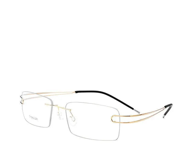 Unisex Rectangular Rimless Titanium Prescription Glasses 50003 — view 22 | Rx Spectacle