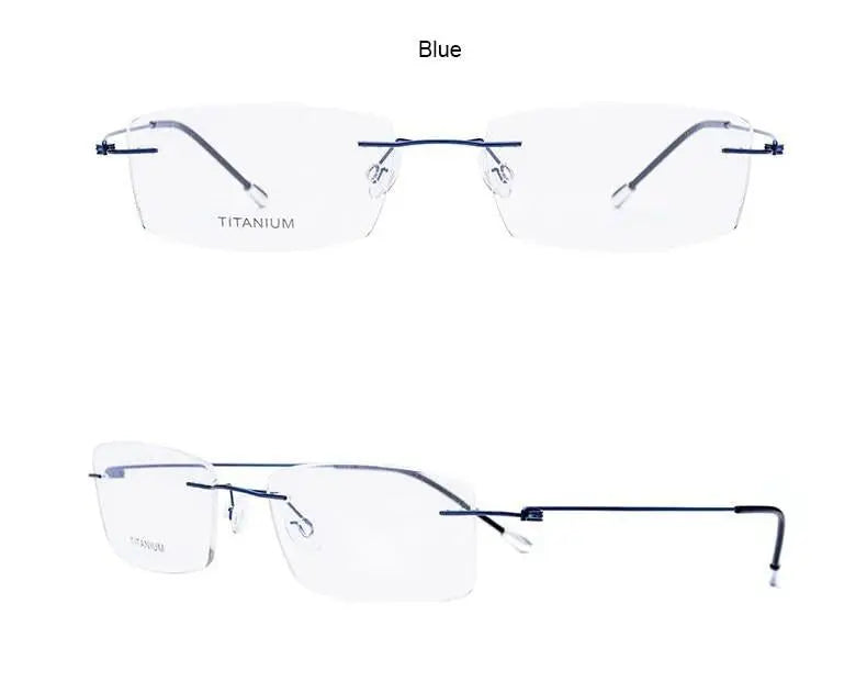 Unisex Rectangular Rimless Titanium Prescription Glasses P8361 — view 15 | Rx Spectacle