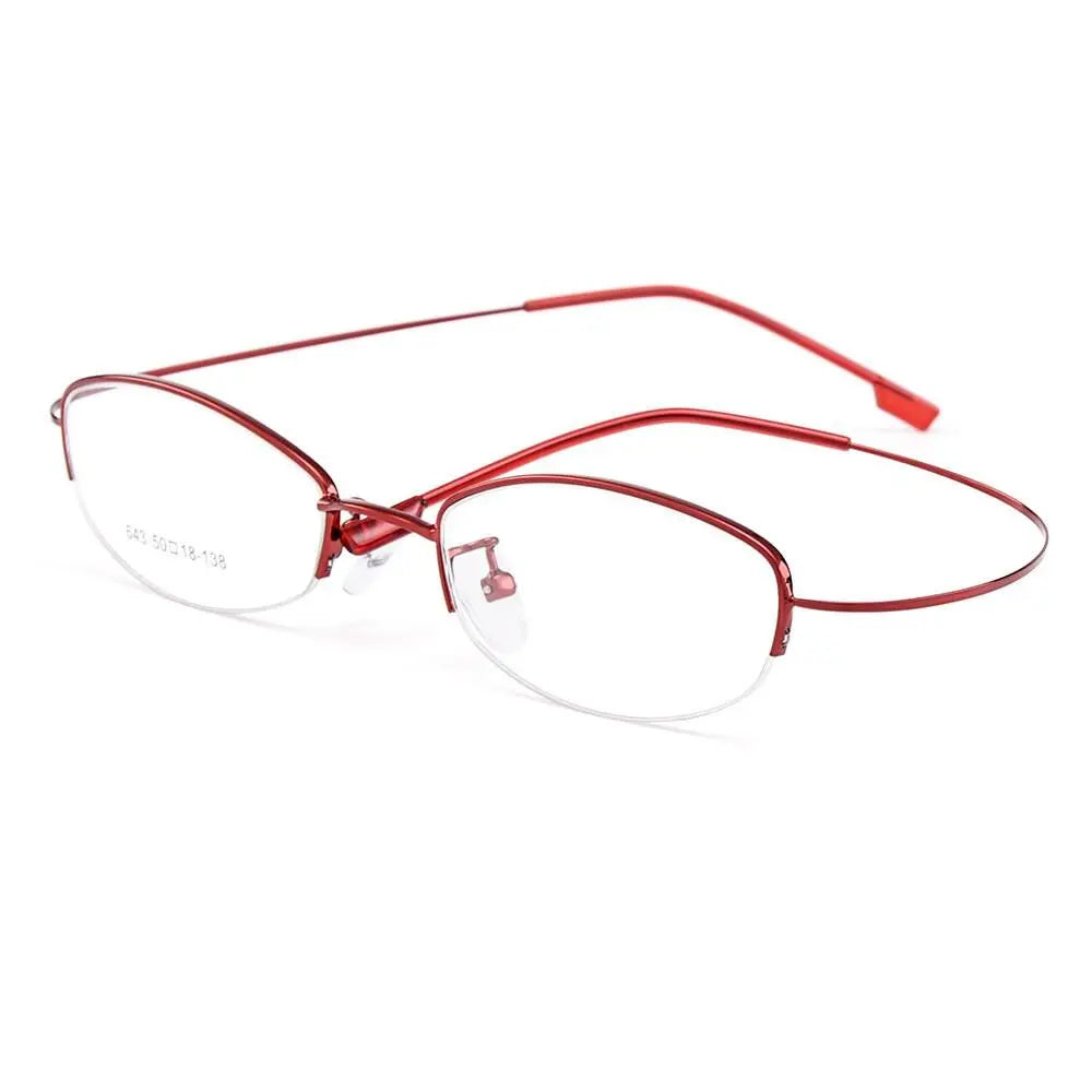 Women's Semi-Rimless Titanium Prescription Glasses Y643 — view 10 | Rx Spectacle