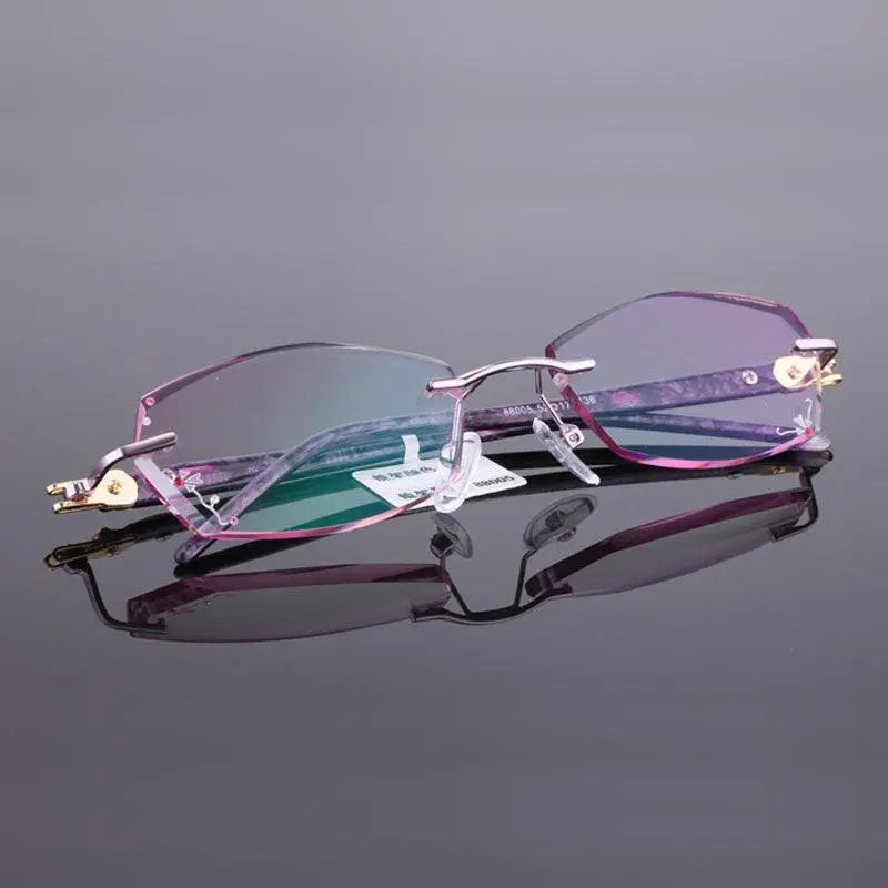 Unisex Rectangular Rimless Titanium Prescription Glasses 88005 — view 3 | Rx Spectacle