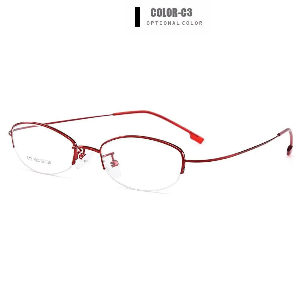Women's Semi-Rimless Titanium Prescription Glasses Y643 — view 2 | Rx Spectacle