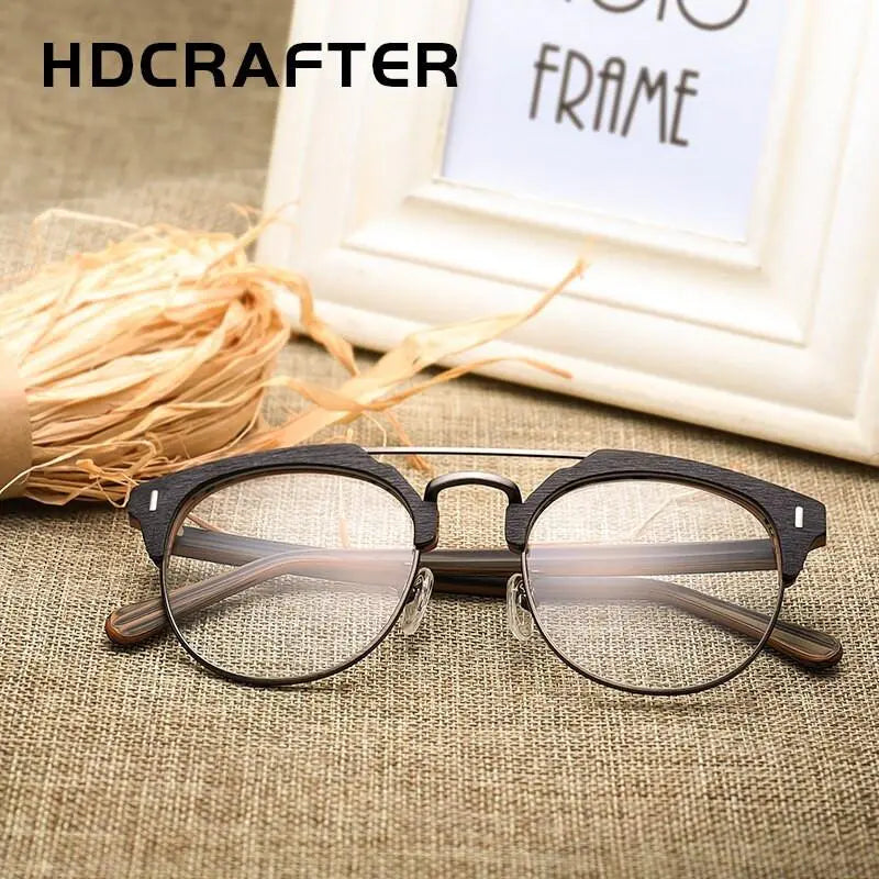 Unisex Round Full Rim Wood Prescription Glasses Bc01 — view 12 | Rx Spectacle