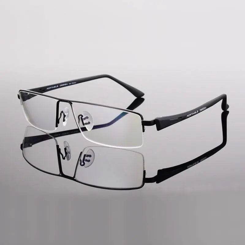 Men's Rectangular Semi-Rimless Alloy Prescription Glasses P8157 — view 12 | Rx Spectacle