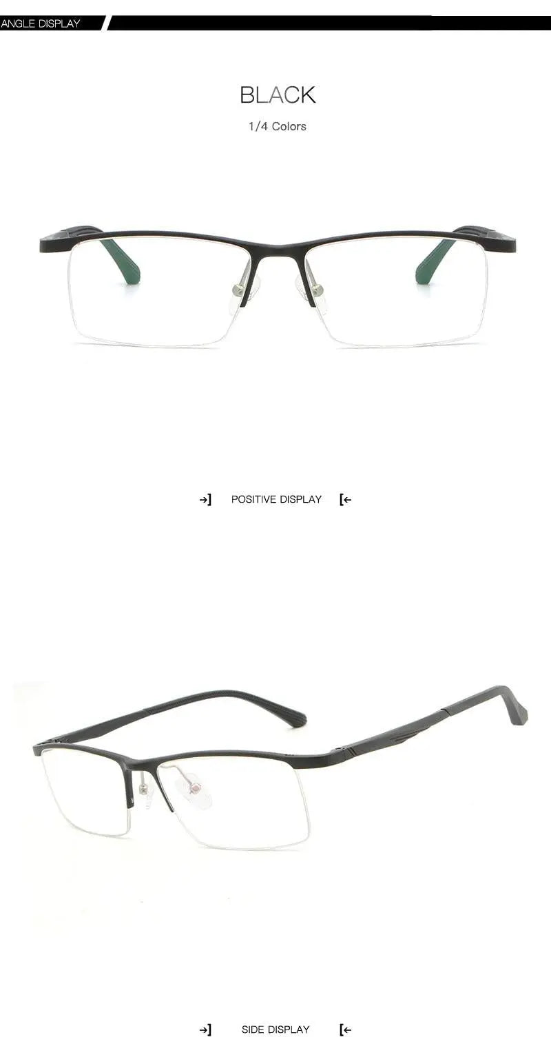 Men's Rectangular Semi-Rimless Alloy Prescription Glasses Lp6236 — view 13 | Rx Spectacle