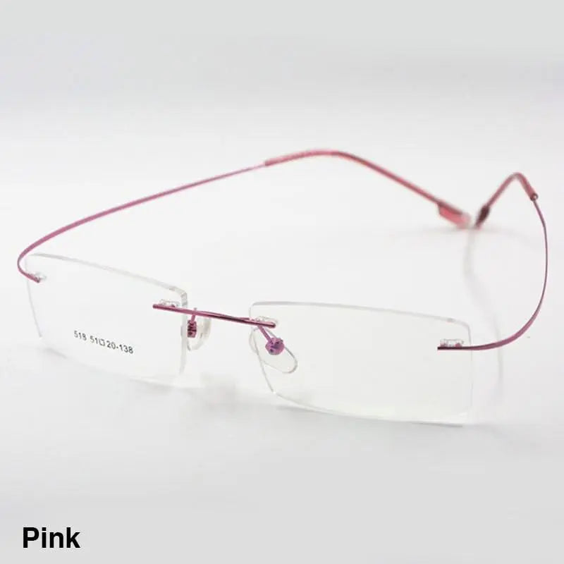 Unisex Square Rimless Titanium Prescription Glasses 2241 — view 23 | Rx Spectacle