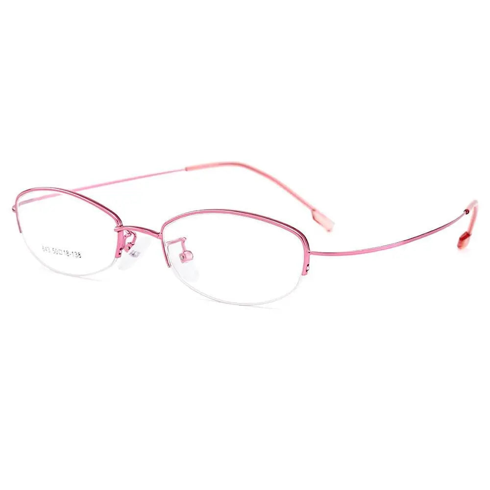 Women's Semi-Rimless Titanium Prescription Glasses Y643 — view 9 | Rx Spectacle