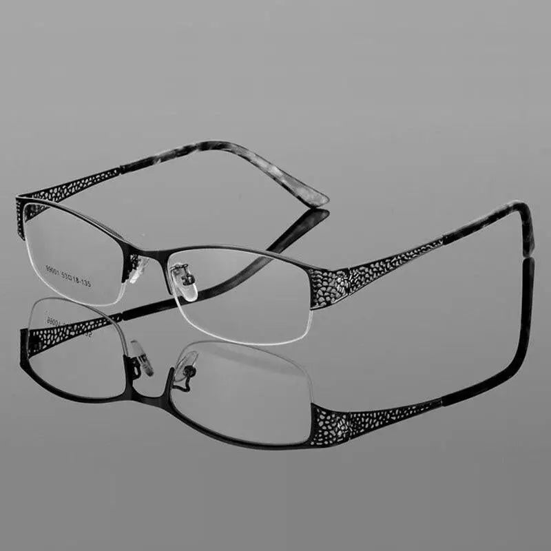 Women's Rectangular Semi-Rimless Alloy Prescription Glasses 99001 — view 12 | Rx Spectacle