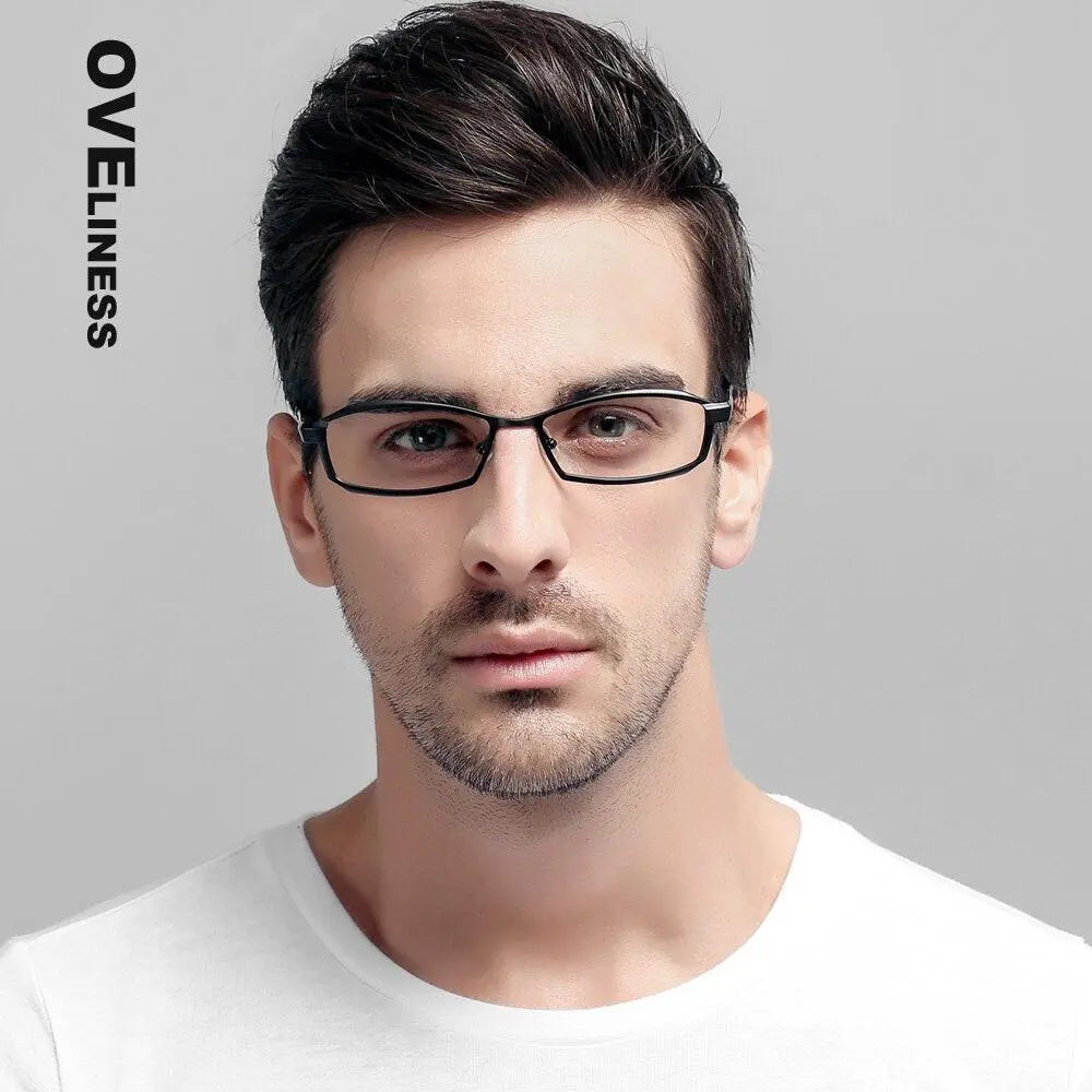Men's Rectangular Full Rim Titanium Prescription Glasses P8718 — view 5 | Rx Spectacle