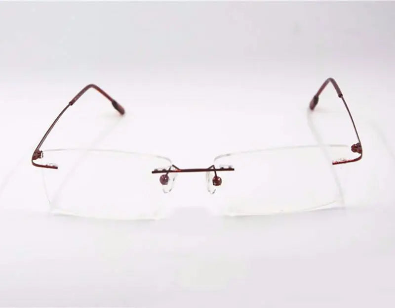 Unisex Square Rimless Titanium Prescription Glasses R522 — view 13 | Rx Spectacle