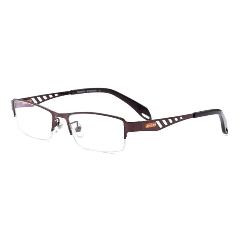 Men's Rectangular Semi-Rimless Alloy Prescription Glasses — view 4 | Rx Spectacle