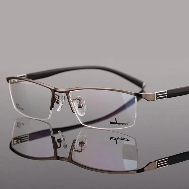 Men's Rectangular Semi-Rimless Titanium Prescription Glasses 56170 — view 20 | Rx Spectacle