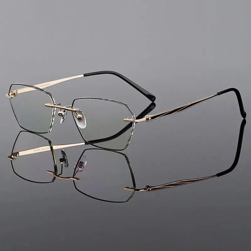 Women's Polygon Rimless Titanium Prescription Glasses 90250 — view 3 | Rx Spectacle